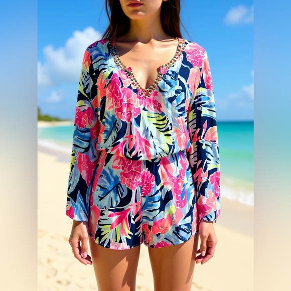 Lilly Pulitzer Ariele Romper - Effortless & Eye-Catching - Picture 5 of 7